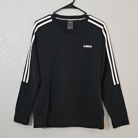 adidas Tops - Adidas Crewneck Sweatshirt Black with White Stripes Womens Large Long Sleeve